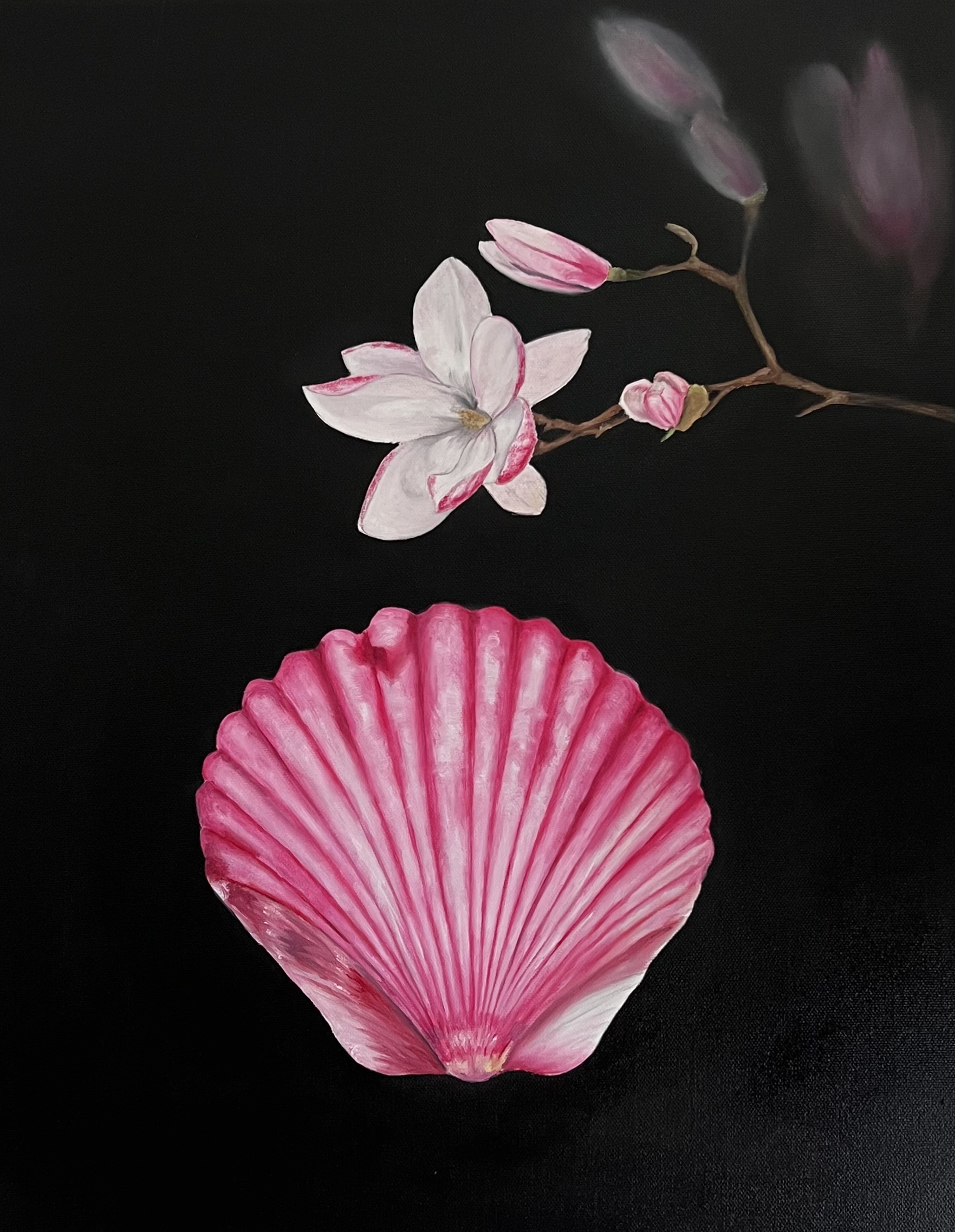 Pink Magnolias by the Sea - Original